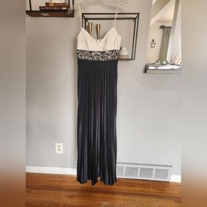 Black and white beaded prom dress